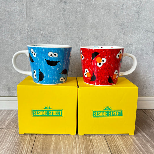 【現貨】芝麻街 Elmo & Cookie Monster 塗鴉風瓷杯